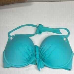 Victoria's Secret Padded Halter Bikini Top 38D Blue Green